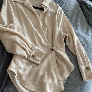 Zara Wool Wrap Top with leather buttons